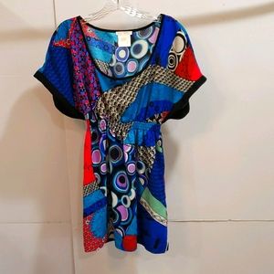 MattyM Med blue top elastic empire pullover blouse